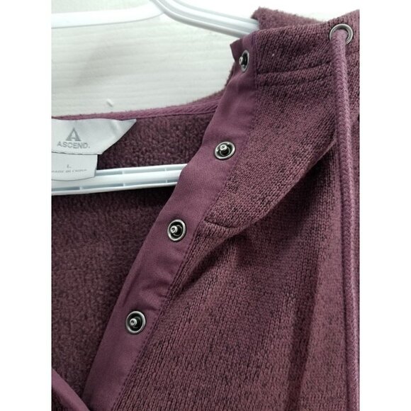 Women's Burgundy Ascend Expedition Fleece Long Sleeve Hoodie Pullover Large - Picture 4 of 10